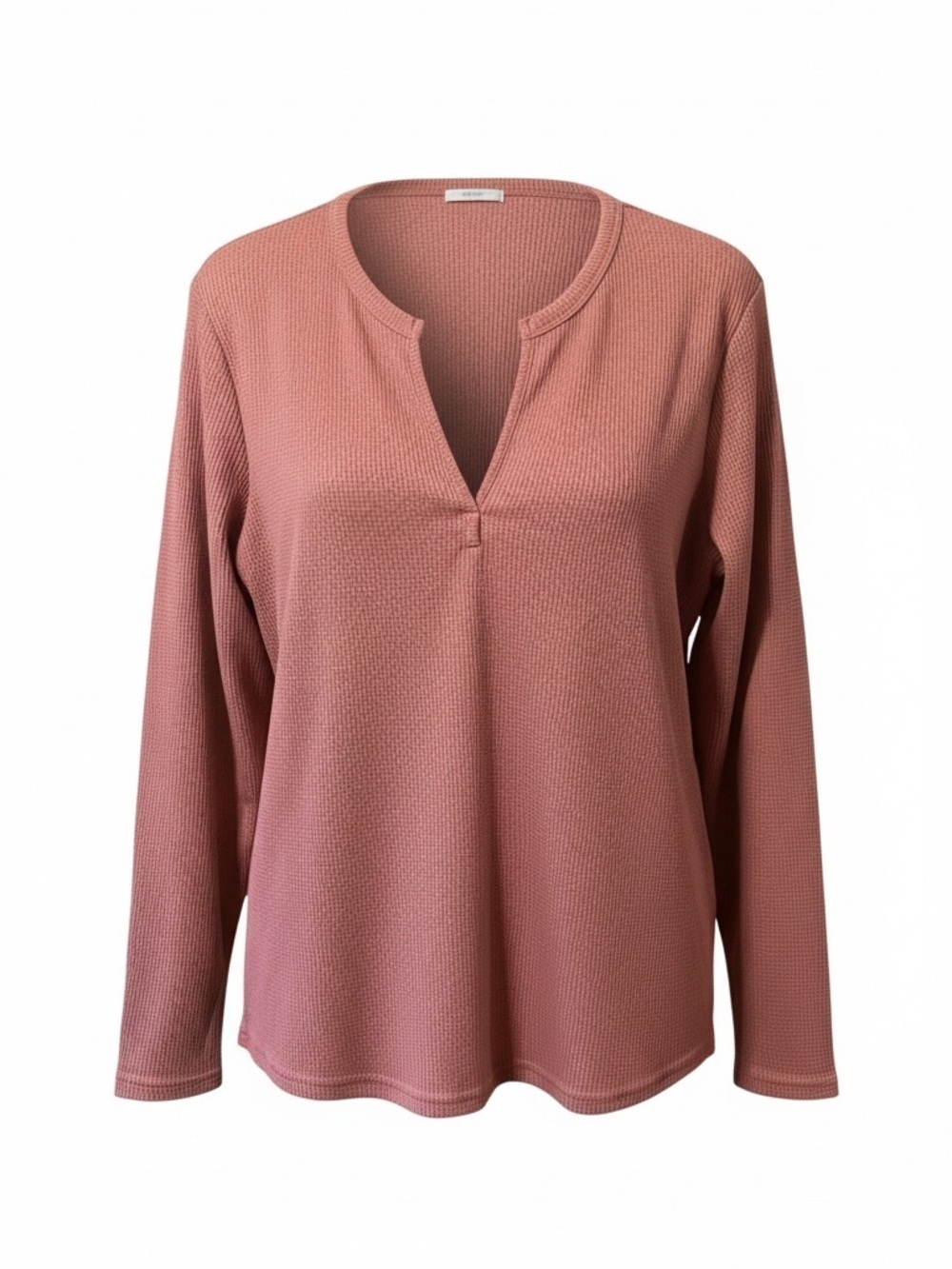 Zulily Soft V-Neck Mauve Waffle Knit Long Sleeve Tee – XXL